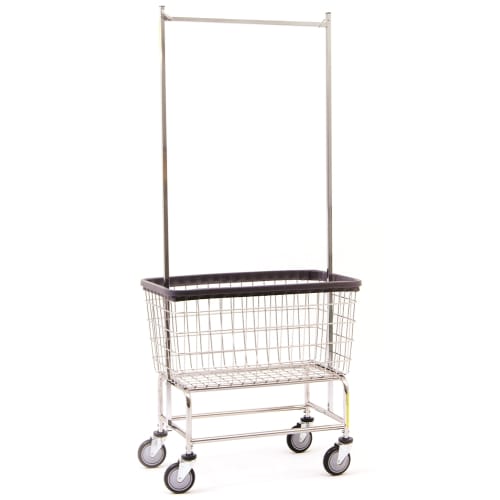 R&B Wire 4.5 Bushel Large Capacity Laundry Cart With Double Pole Rack